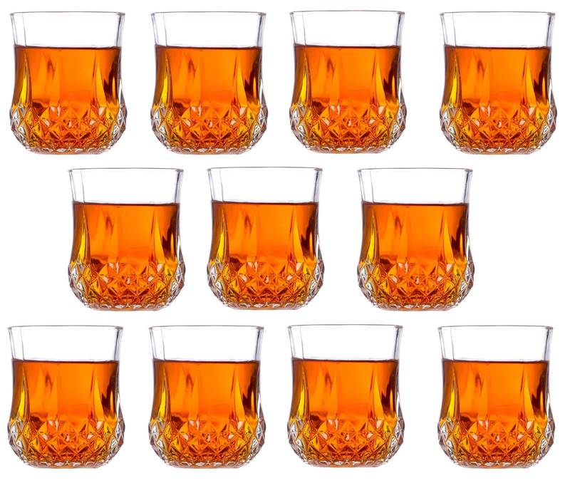 Designer Molded Water Juice TransparentMultipurpose Glass -A158, Pack Of 12, 180 Ml