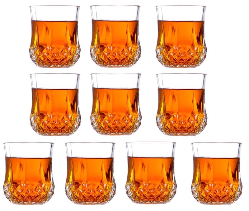 Designer Molded Water Juice TransparentMultipurpose Glass -A158, Pack Of 12, 180 Ml