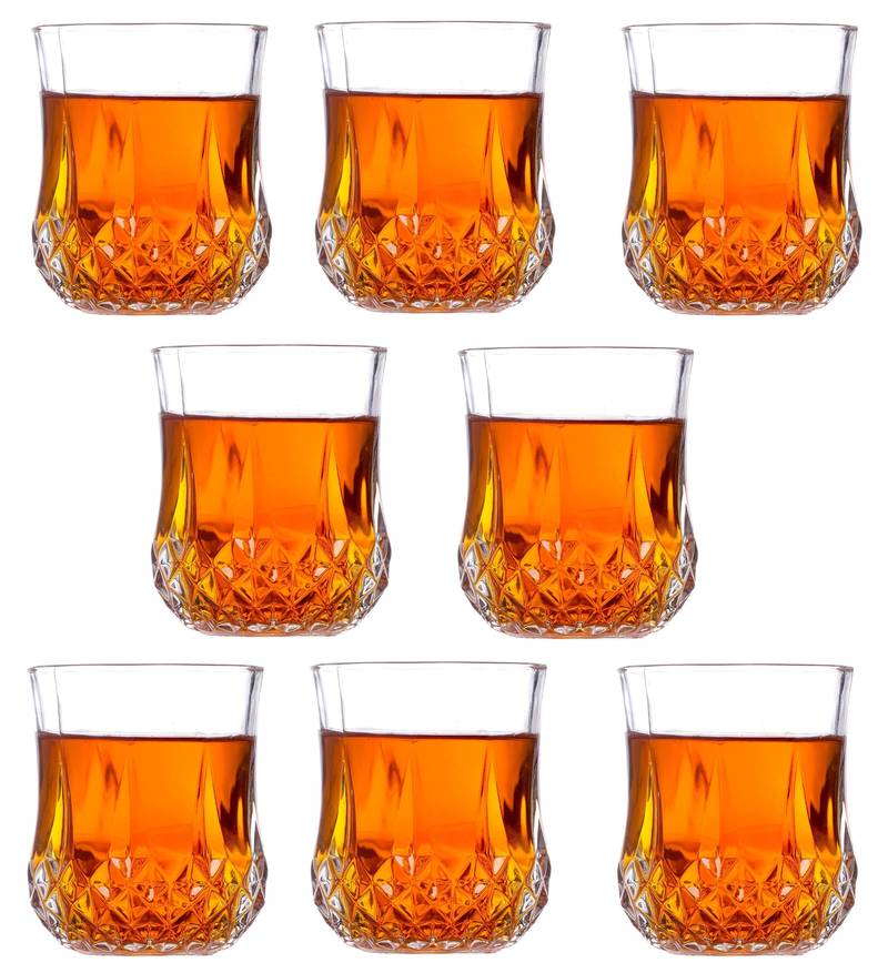 Designer Molded Water Juice TransparentMultipurpose Glass -A158, Pack Of 12, 180 Ml