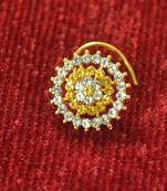 Yellow Shimmering gold floral diamond nosering or nosepin