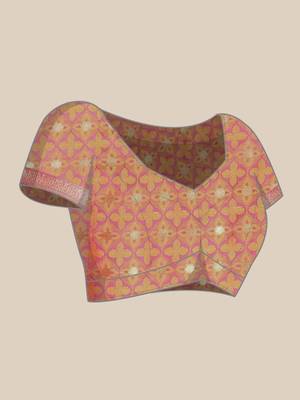 Mustard woven Banarasi silk blend saree with blouse 5