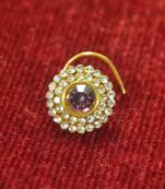 Purple Shimmering gold floral diamond nosering or nosepin