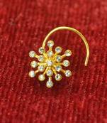 White Shimmering gold floral diamond nosering or nosepin