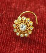 White Shimmering gold floral diamond nosering or nosepin