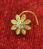 White Shimmering gold floral diamond nosering or nosepin