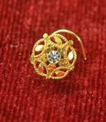White Shimmering gold floral diamond nosering or nosepin