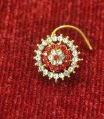 Red Shimmering gold floral diamond nosering or nosepin