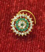 Green Shimmering gold floral diamond nosering or nosepin