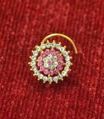 Pink Shimmering gold floral diamond nosering or nosepin