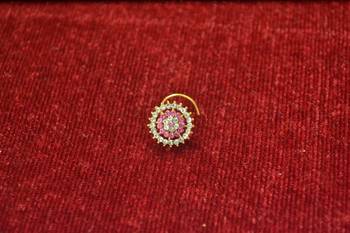 Pink Shimmering gold floral diamond nosering or nosepin 2