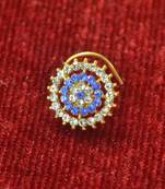 Blue Shimmering gold floral diamond nosering or nosepin