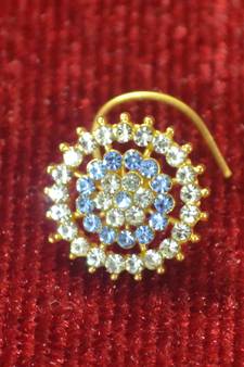 Turquoise Shimmering gold floral diamond nosering or nosepin