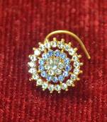 Turquoise Shimmering gold floral diamond nosering or nosepin