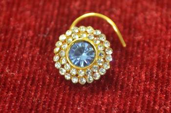 Turquoise Shimmering gold floral diamond nosering or nosepin 1