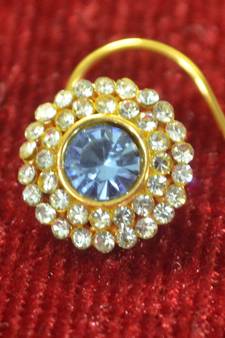 Turquoise Shimmering gold floral diamond nosering or nosepin