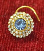 Turquoise Shimmering gold floral diamond nosering or nosepin