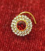 Red Shimmering gold floral diamond nosering or nosepin