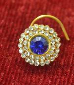 Blue Shimmering gold floral diamond nosering or nosepin