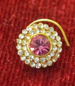 Pink Shimmering gold floral diamond nosering or nosepin