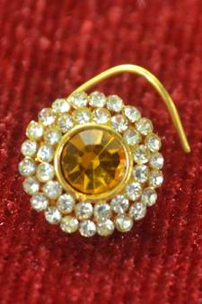 Yellow Shimmering gold floral diamond nosering or nosepin