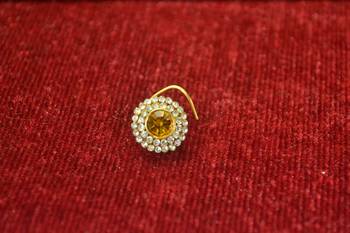 Yellow Shimmering gold floral diamond nosering or nosepin 2