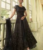 Black embroidered net salwar