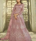Pink embroidered net salwar