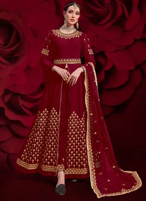 Maroon Georgette Abaya Suits 2