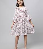 Maroon printed polyester kids-frocks