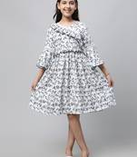 Blue printed polyester kids-frocks