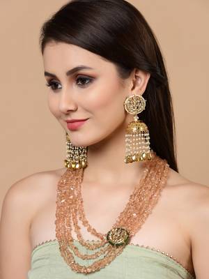Gold kundan, pearls, natural stones earrings 1