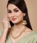 Gold kundan, natural stones earrings