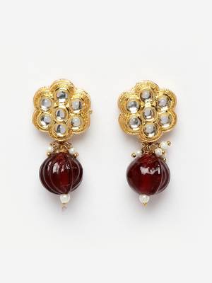 Gold kundan, pearls, natural stones earrings 3
