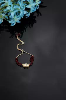 Red kundan, pearls, natural stones, faux ruby bracelets
