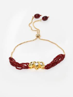 Red kundan, pearls, natural stones, faux ruby bracelets 3
