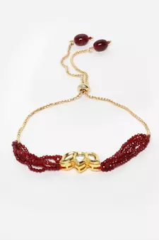 Red kundan, pearls, natural stones, faux ruby bracelets