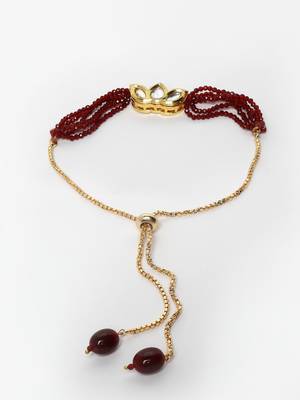 Red kundan, pearls, natural stones, faux ruby bracelets 4