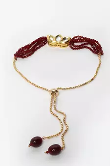 Red kundan, pearls, natural stones, faux ruby bracelets