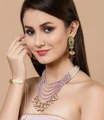 Gold kundan, pearls, natural stones bracelets