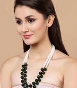 Green pearls, natural stones, faux emerald necklaces