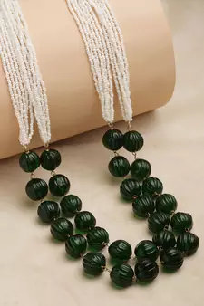 Green pearls, natural stones, faux emerald necklaces