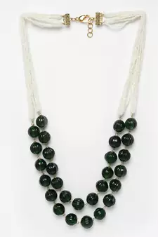 Green pearls, natural stones, faux emerald necklaces