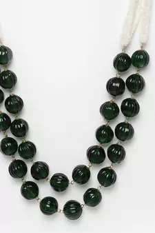 Green pearls, natural stones, faux emerald necklaces