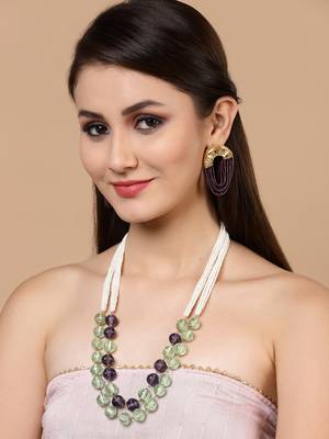 Purple pearls, natural stones, faux emerald necklaces 1