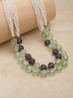 Purple pearls, natural stones, faux emerald necklaces 2