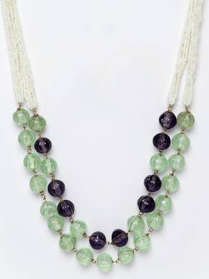 Purple pearls, natural stones, faux emerald necklaces 4