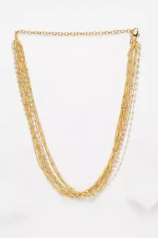 Gold pearls, natural stones necklaces