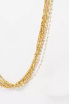 Gold pearls, natural stones necklaces