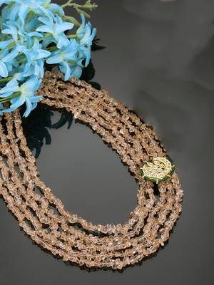Peach kundan, pearls, natural stones, faux emerald necklaces 2