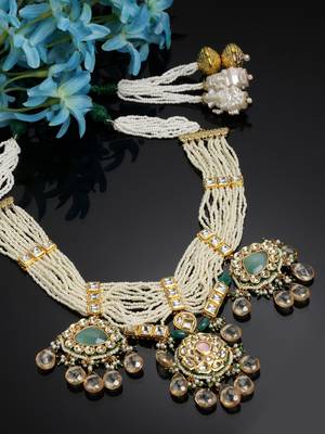 Green kundan, pearls, natural stones, faux emerald necklaces 2